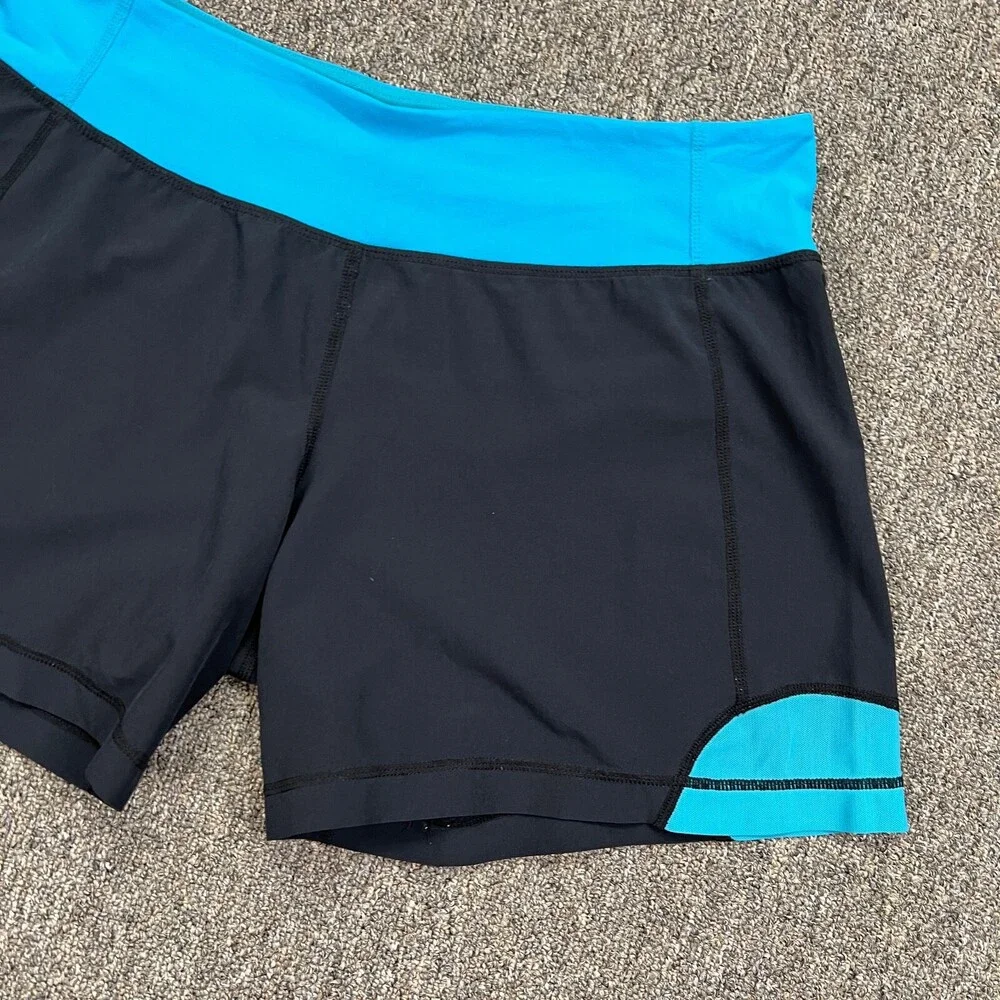 Lululemon Athletic Shorts Womens 8 Black Blue Medium Running 31‎ x 5 Bottoms